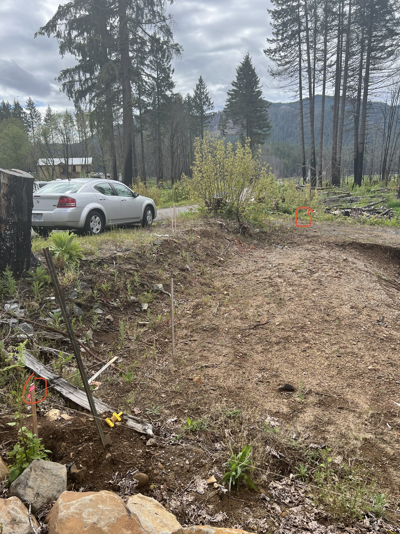 Boyes site visit — measuring the lot